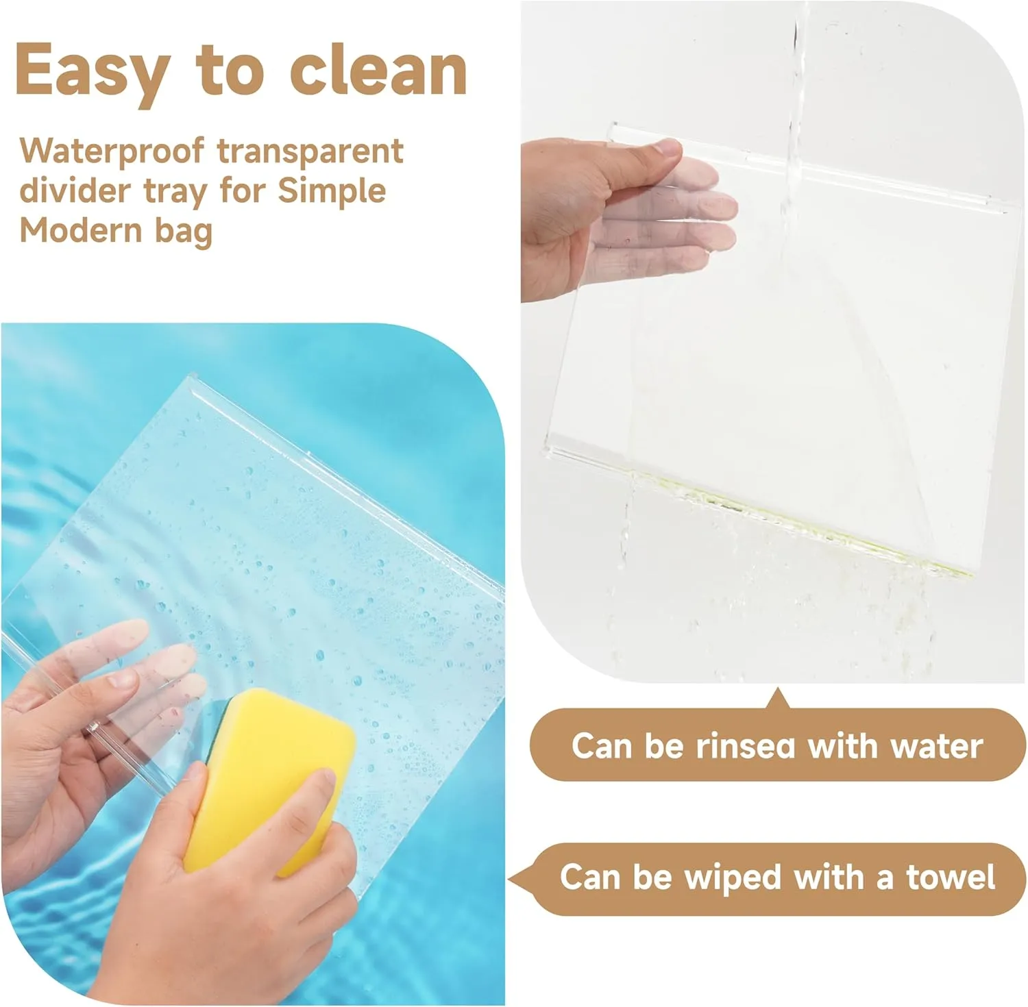 Acrylic Divider Tray Compatible with Simple Modern Tote Bag (Large Size), 2 Pack Beach Bag Organizer Insert, Accessories for Original Simple Modern Beach Bag