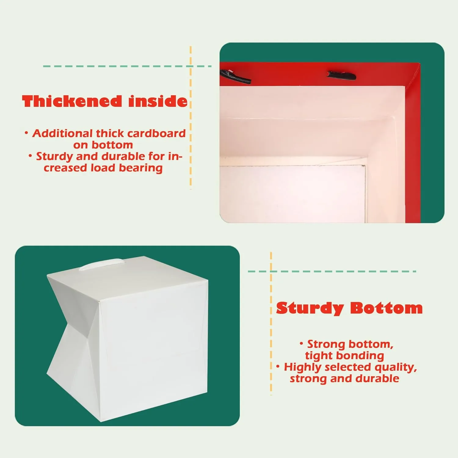 ADIDO EVA White Square Gift Bags Small Size Square Bottom Paper Bags with Handles for Party Favor, Shopping Bag (8x8x8 In, 10 CT)