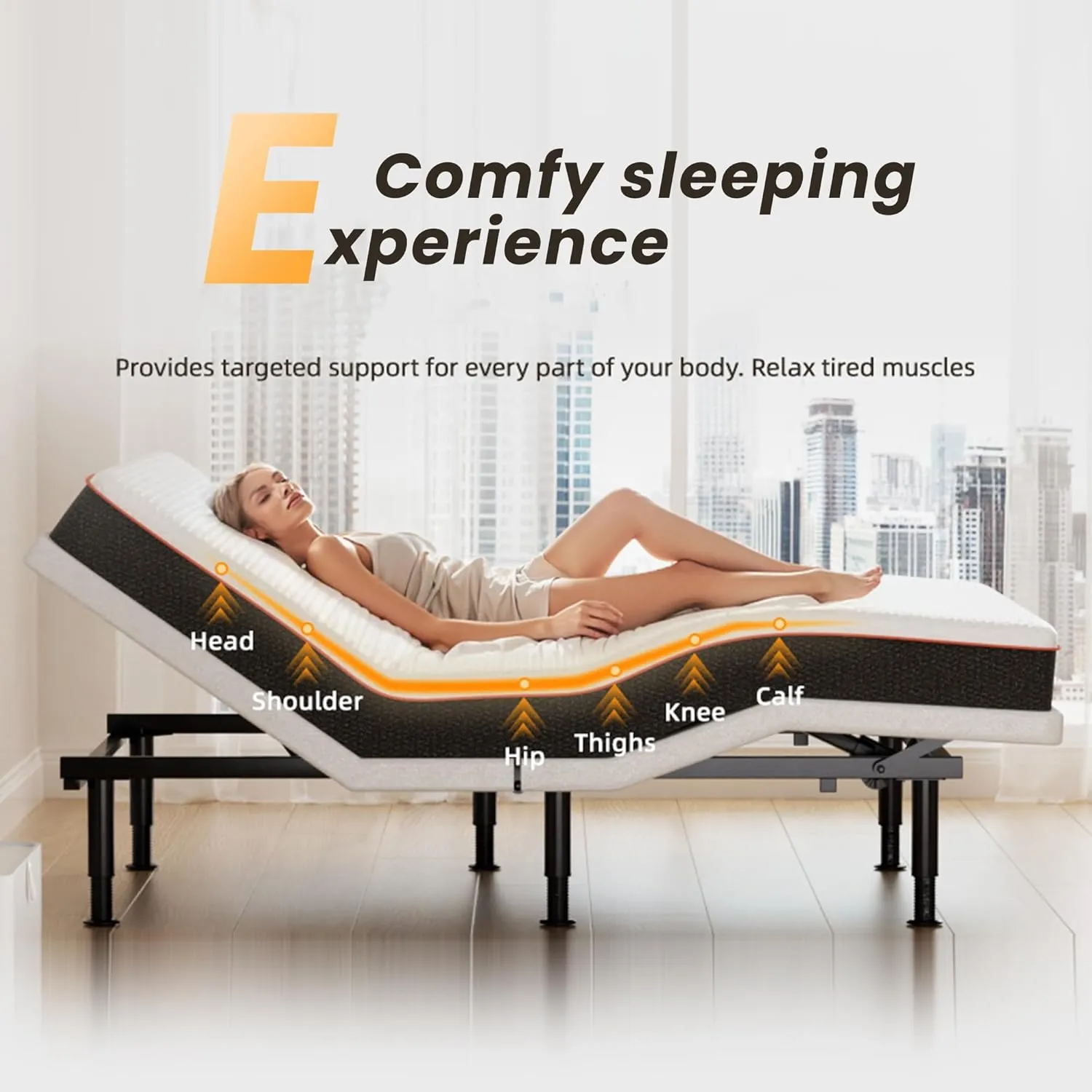 Adjustable Bed Frame King Size with Wireless Remote, USB, Head Foot Incline, Underbed Light, Zero Gravity, Heavy Duty Platform Bed Base