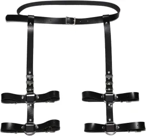 Adjustable Elastice 2 Rows Leather Leg Harness Garter Belt Punk Gothic Thigh Ring Garter