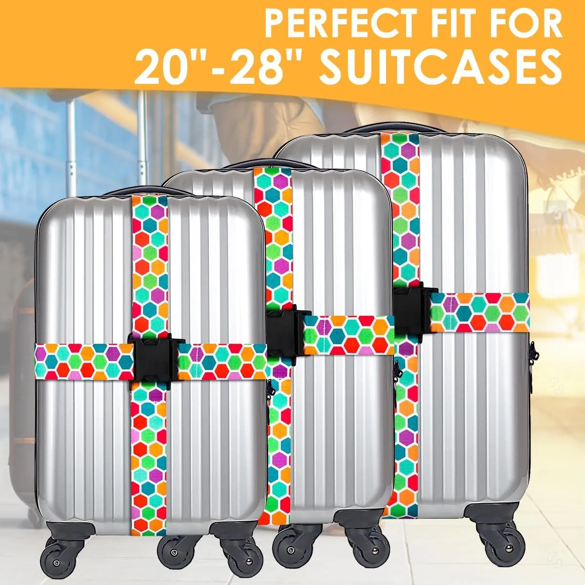 Adjustable Travel Luggage Strap Suitcase Belt Travel Bag Accessories 1.96 in W x 6.23 ft L