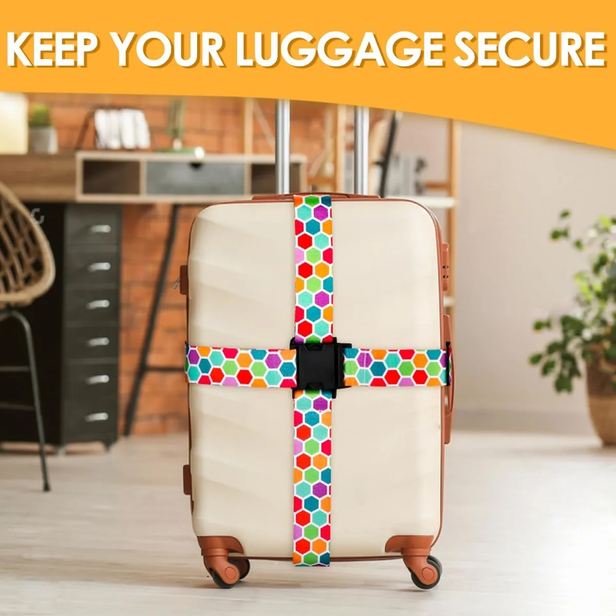 Adjustable Travel Luggage Strap Suitcase Belt Travel Bag Accessories 1.96 in W x 6.23 ft L