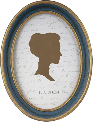 AELS 5x7 Inch Vintage Picture Frame, Elegant Antique Photo Frames with Glass Front, Photo Display, Tabletop Wall Hanging, Gift Ideas, Blue Oval with Gold Trim