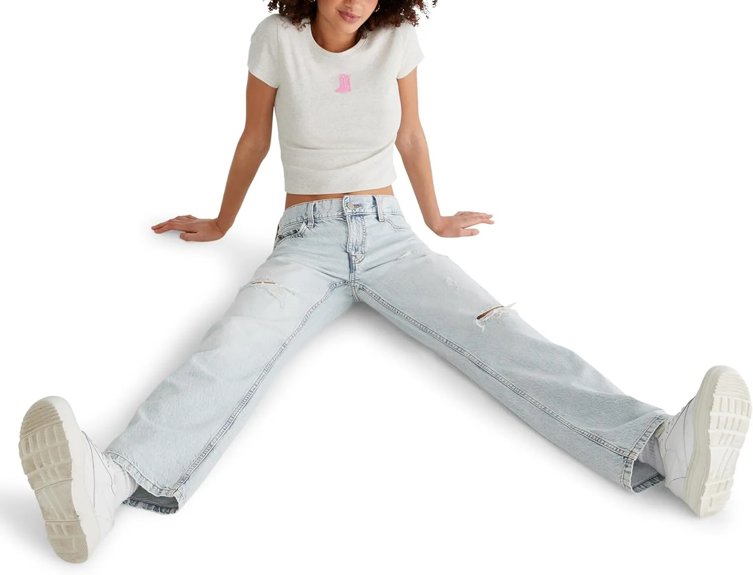 AEROPOSTALE Women's Low Rise Elastic Waist Baggy Jean