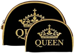 African American Expressions - Mothers Day Gifts for Mom, Set of 2 Makeup Bags, Queen Cosmetic Duo, 9 x 6.5/7.5 x 5 Inches, COS-10