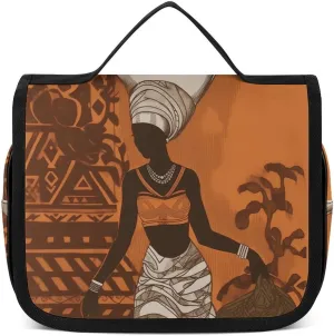 African Ethnic African Aboriginal Portable Toiletry Bags,Travel Makeup Bags,Travel Cosmetic Bags,with Handle,Large Capacity