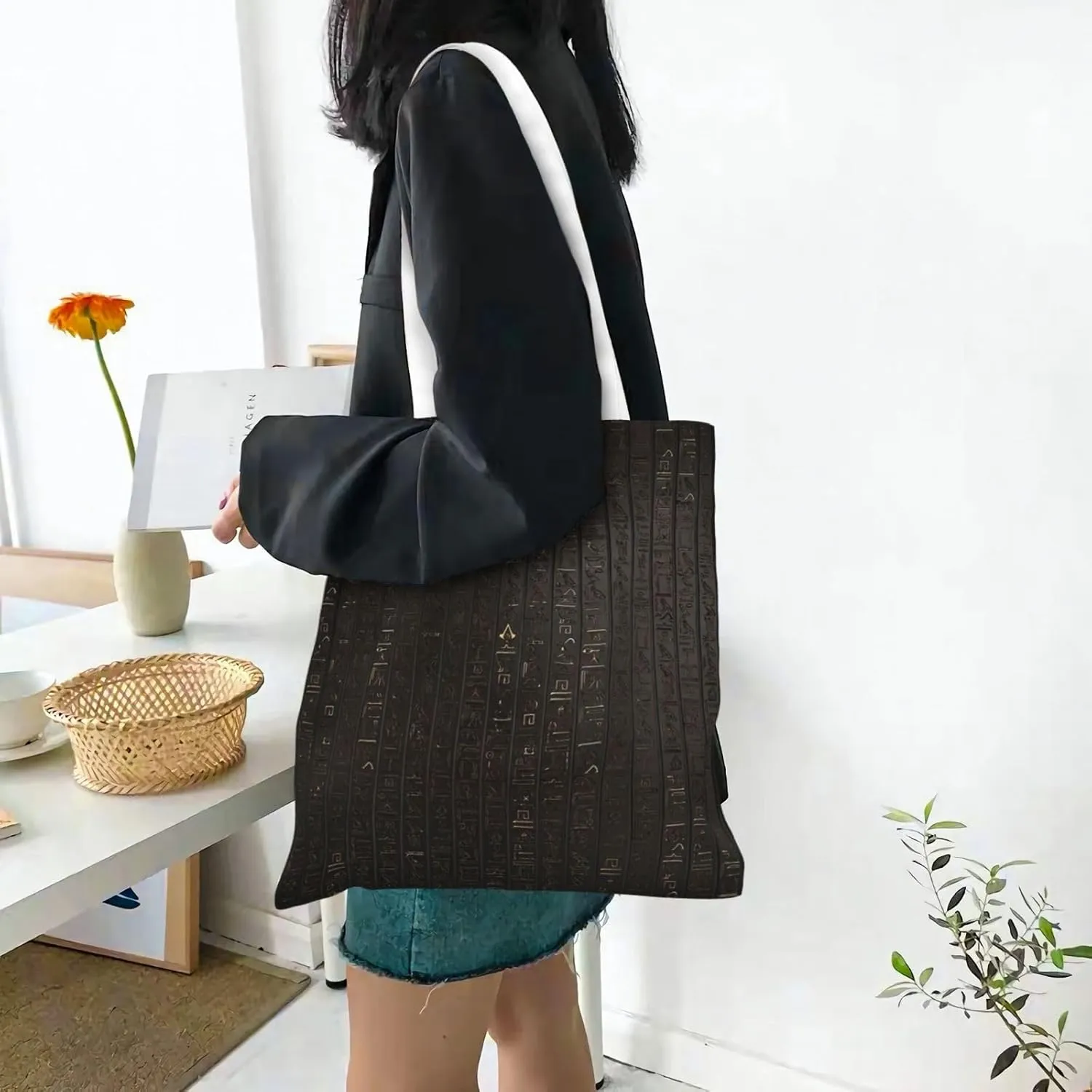 African National Patterns Print Foldable Tote Bag For Women Large Tote Shoulder Handbag Reusable Grocery Bags