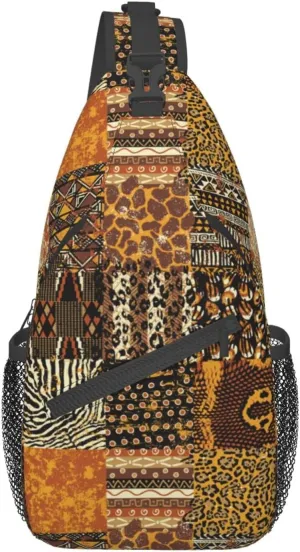 African Sling Bag Animal Skins Crossbody Chest Daypack Casual Backpack African Shoulder Bag African Gift