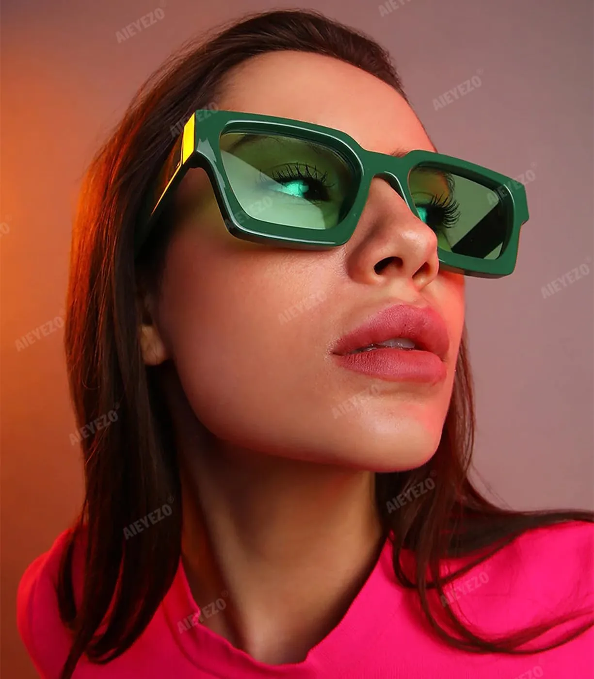 AIEYEZO Square Sunglasses for Women Men Square Thick Frame Sun Glasses Simple Designer Style Shades