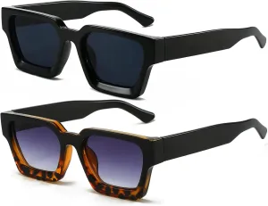AIEYEZO Square Sunglasses for Women Men Square Thick Frame Sun Glasses Simple Designer Style Shades