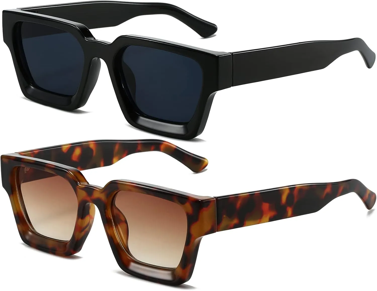 AIEYEZO Square Sunglasses for Women Men Square Thick Frame Sun Glasses Simple Designer Style Shades