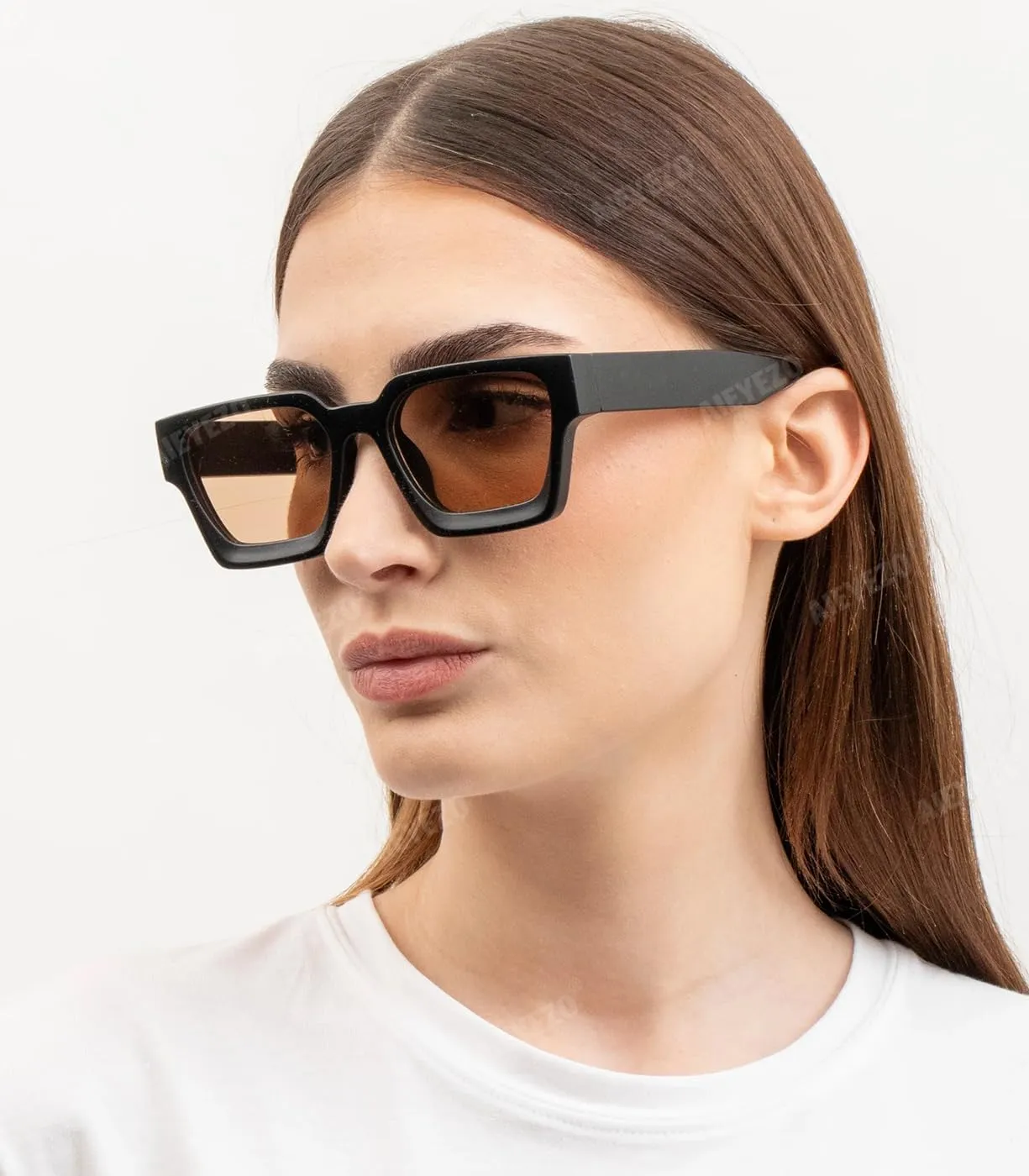 AIEYEZO Square Sunglasses for Women Men Square Thick Frame Sun Glasses Simple Designer Style Shades
