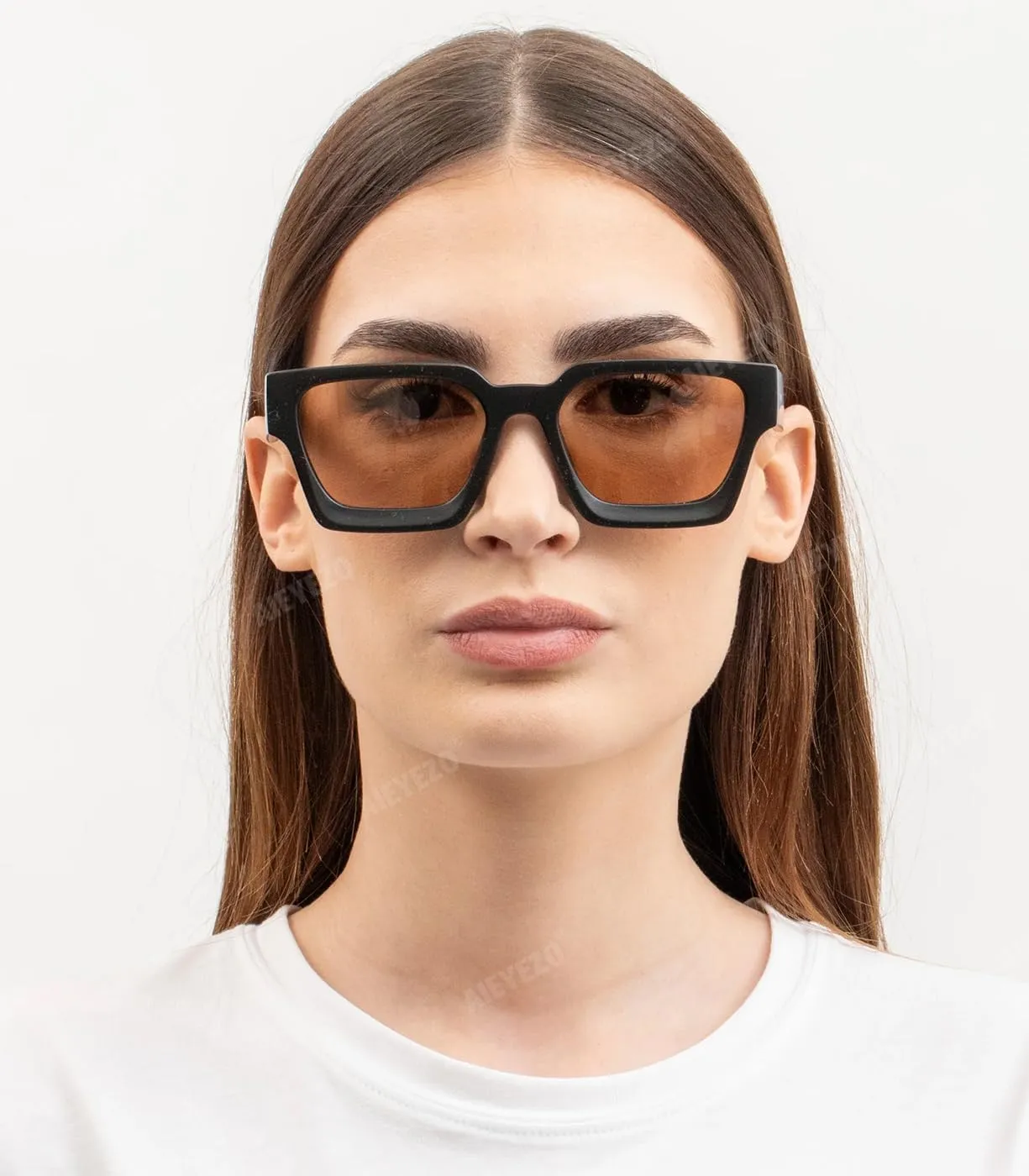 AIEYEZO Square Sunglasses for Women Men Square Thick Frame Sun Glasses Simple Designer Style Shades