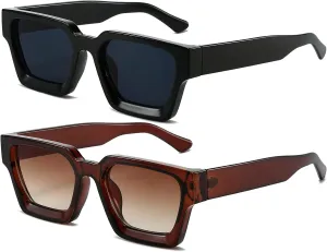 AIEYEZO Square Sunglasses for Women Men Square Thick Frame Sun Glasses Simple Designer Style Shades