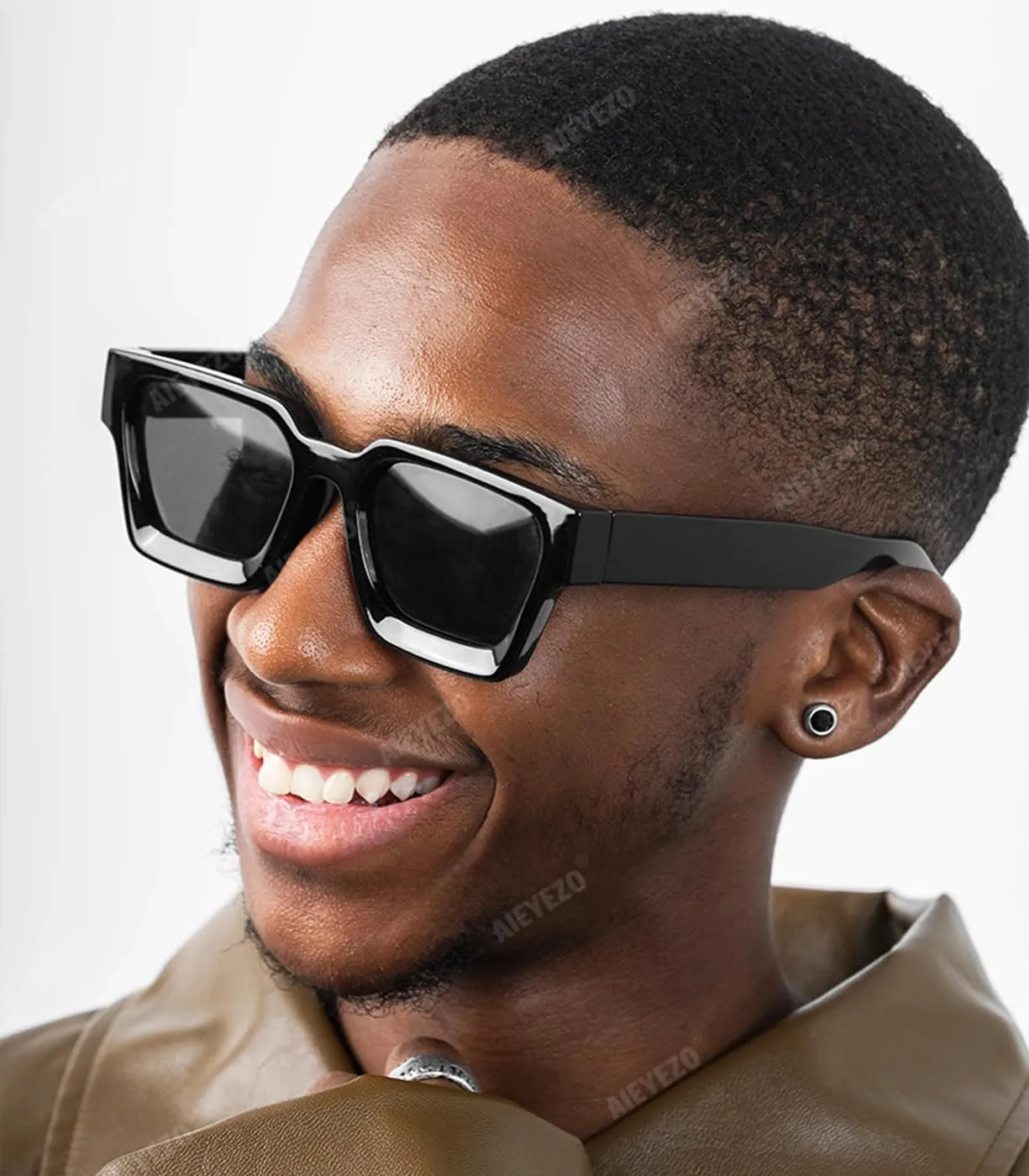 AIEYEZO Square Sunglasses for Women Men Square Thick Frame Sun Glasses Simple Designer Style Shades