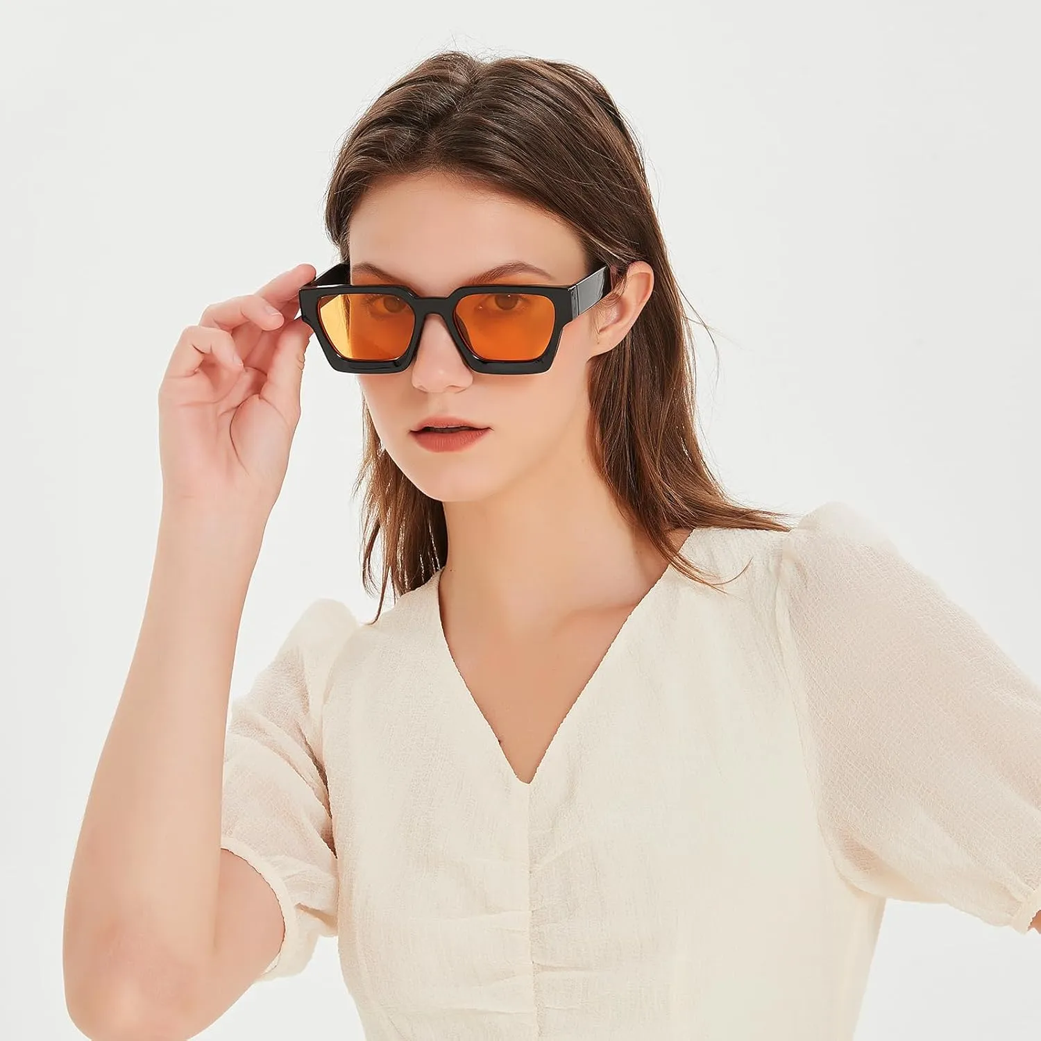 AIEYEZO Square Sunglasses for Women Men Square Thick Frame Sun Glasses Simple Designer Style Shades