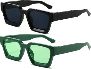 AIEYEZO Square Sunglasses for Women Men Square Thick Frame Sun Glasses Simple Designer Style Shades
