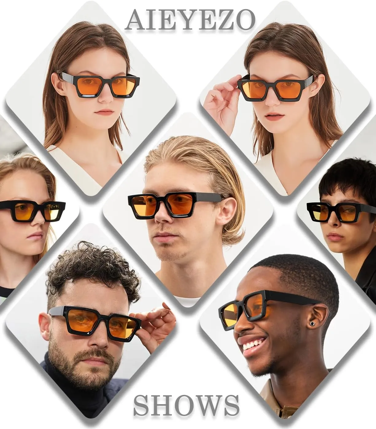 AIEYEZO Square Sunglasses for Women Men Square Thick Frame Sun Glasses Simple Designer Style Shades