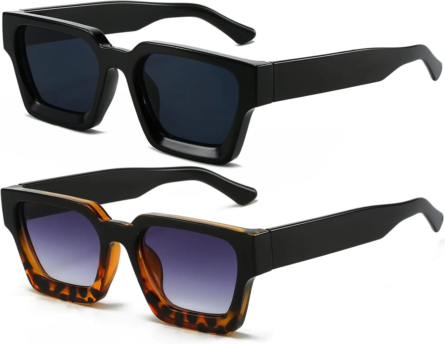 AIEYEZO Square Sunglasses for Women Men Square Thick Frame Sun Glasses Simple Designer Style Shades