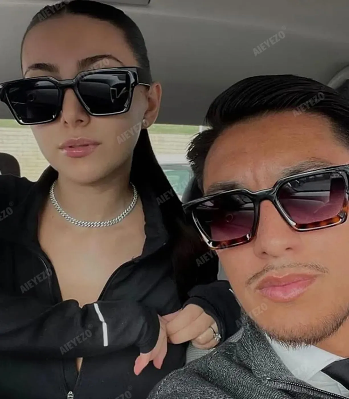 AIEYEZO Square Sunglasses for Women Men Square Thick Frame Sun Glasses Simple Designer Style Shades