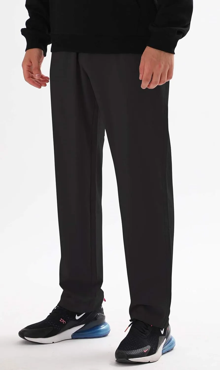 AIRIKE Men's Elastic Waist Hiking Pants Water Resistant Quick-Dry Lightweight Outdoor Sweatpants with Zipper Pockets