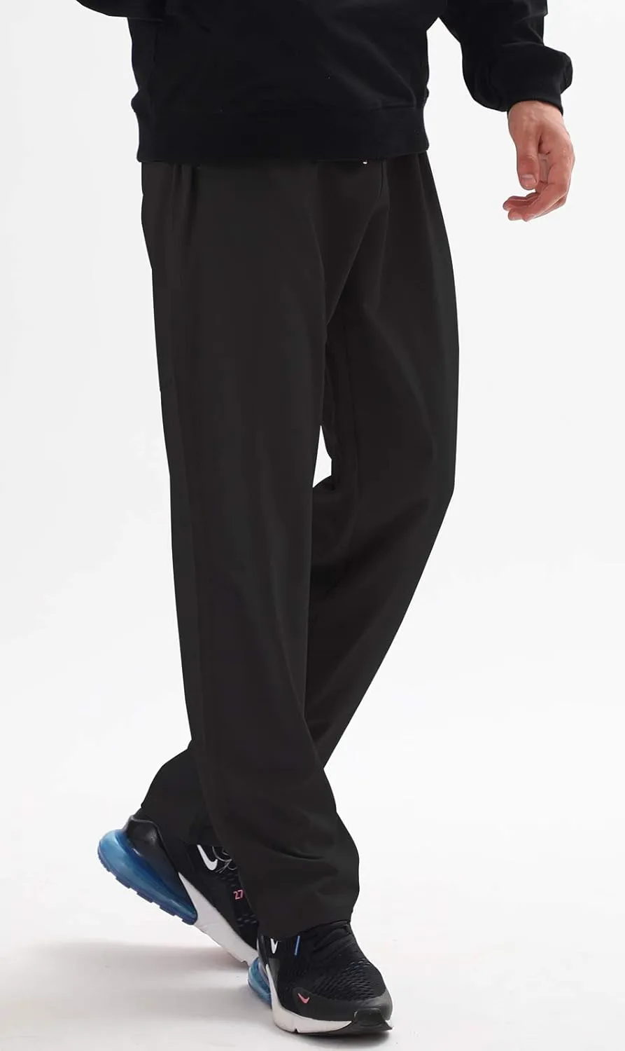 AIRIKE Men's Elastic Waist Hiking Pants Water Resistant Quick-Dry Lightweight Outdoor Sweatpants with Zipper Pockets