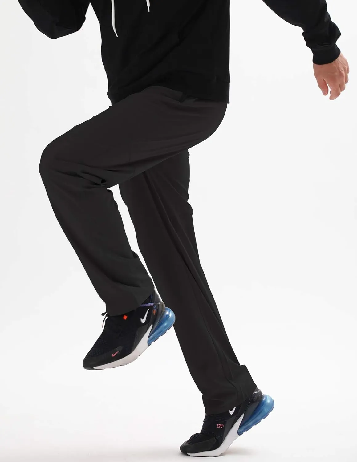 AIRIKE Men's Elastic Waist Hiking Pants Water Resistant Quick-Dry Lightweight Outdoor Sweatpants with Zipper Pockets