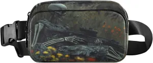 AIXIWAWA Flower Skull Soldier Fanny Pack Crossbody Bags Waist Pack Compact Adjustable Strap for Hiking Running