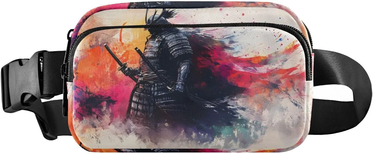 AIXIWAWA Ink Painting Samurai Fanny Pack Crossbody Bags Waist Pack for Women Men Hiking Running