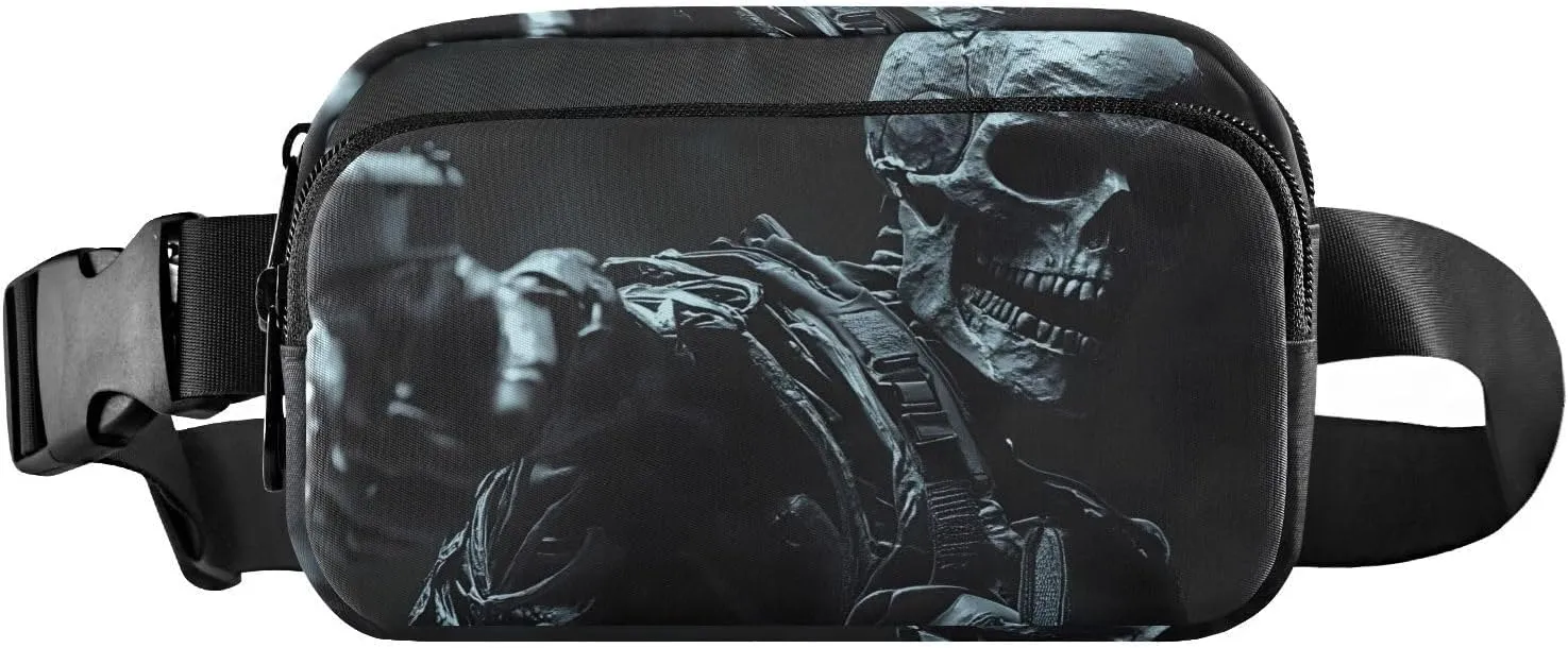 AIXIWAWA Skeleton Soldier Fanny Pack Crossbody Bags Waist Pack Compact Adjustable Strap for Hiking Running