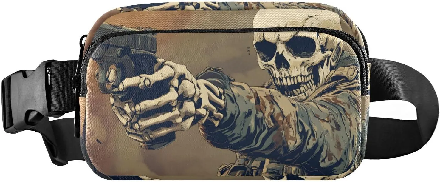 AIXIWAWA Skull Soldier Comic Fanny Pack Crossbody Bags Waist Pack Compact Adjustable Strap for Hiking Running