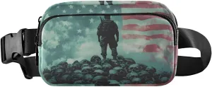 AIXIWAWA Skulls Soldier American Fanny Pack Crossbody Bags Waist Pack with Adjustable Strap for Women Men Hiking Running