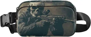 AIXIWAWA Vintage Soldier Skull Fanny Pack Crossbody Bags Waist Pack Compact Adjustable Strap for Hiking Running