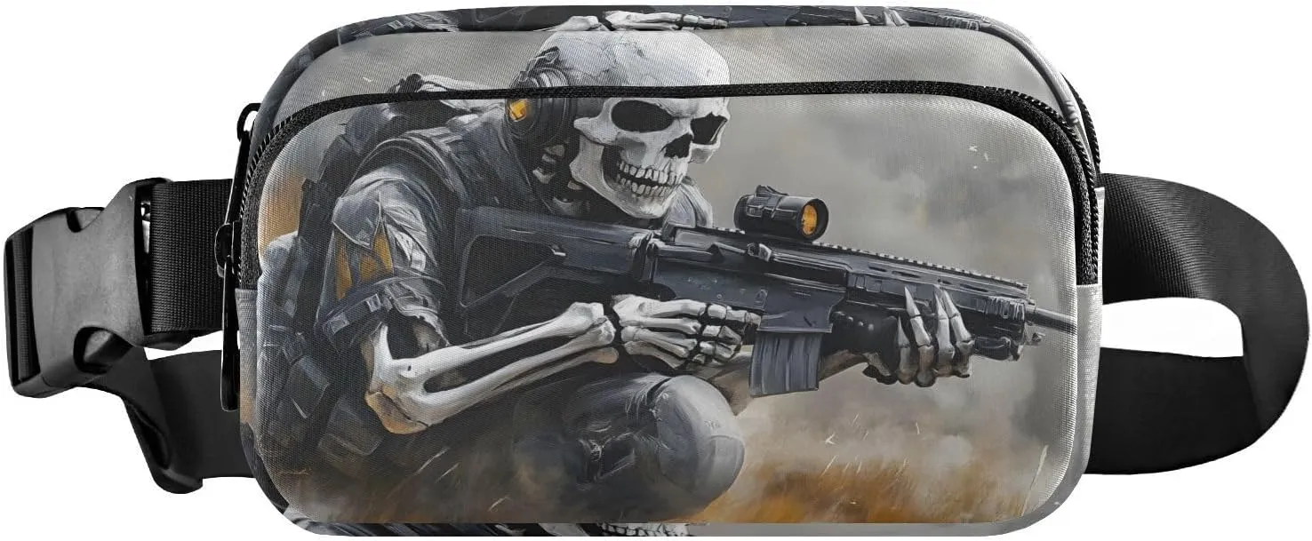 AIXIWAWA Wild Skull Soldier Fanny Pack Crossbody Bags Waist Pack Compact Adjustable Strap for Hiking Running