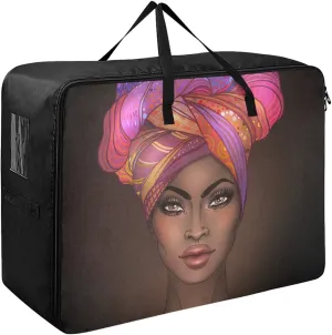 ALAZA African American Gir Extra Large Storage Bag Space Saving Laundry Bag Comforter Quilt Bedspread Pillow Luggage Moving Tote Garment Closet Storage Organizer Travel Cargo Duffel Jumbo Bags(b)