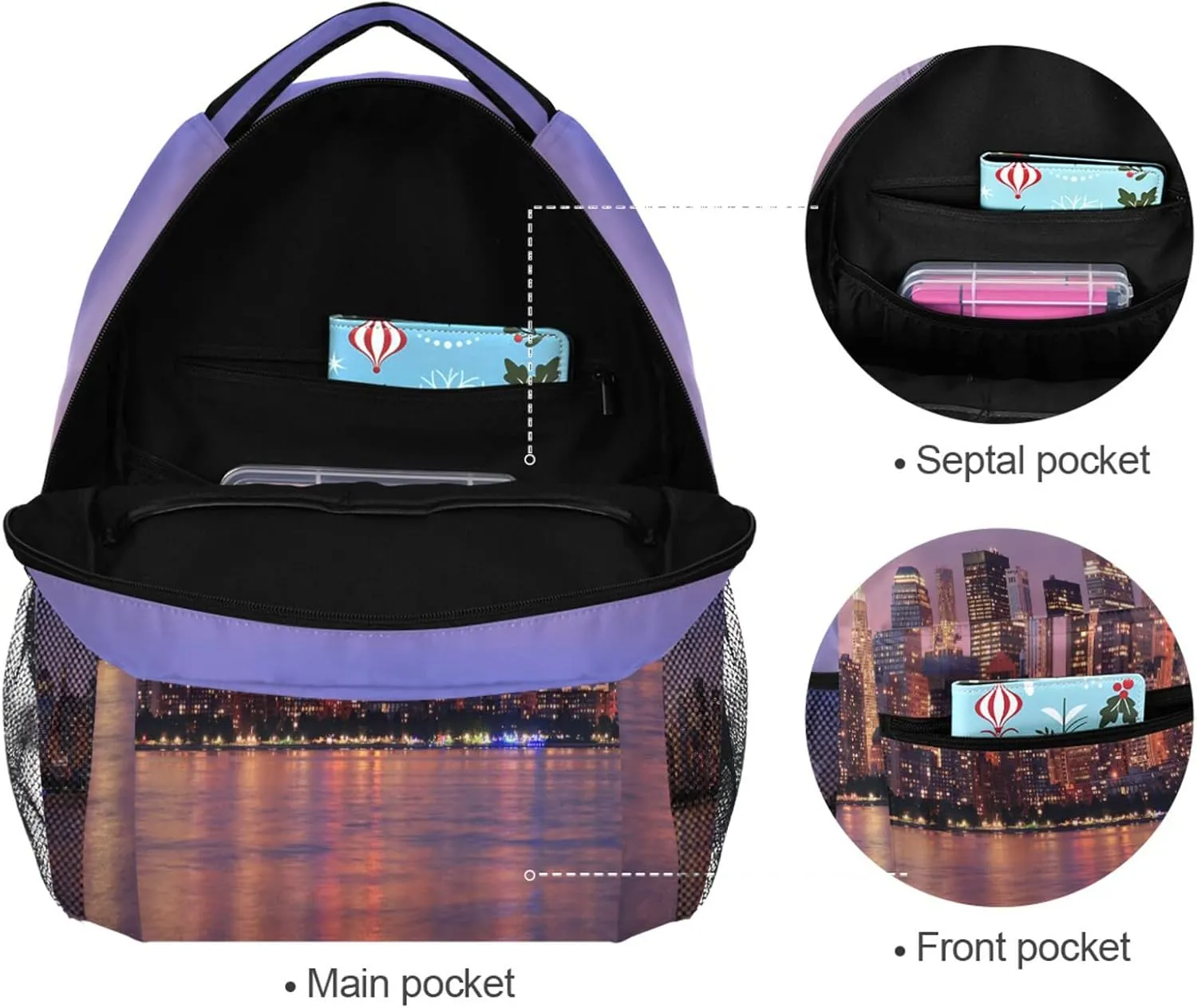 ALAZA New York City Manhattan Midtown Skyline Dusk Hudson River Travel Laptop Bags College School Computer Bag Men Women
