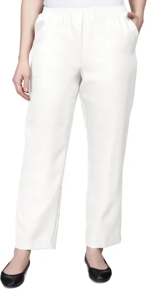 Alfred Dunner Classics Elastic Waist Pants White