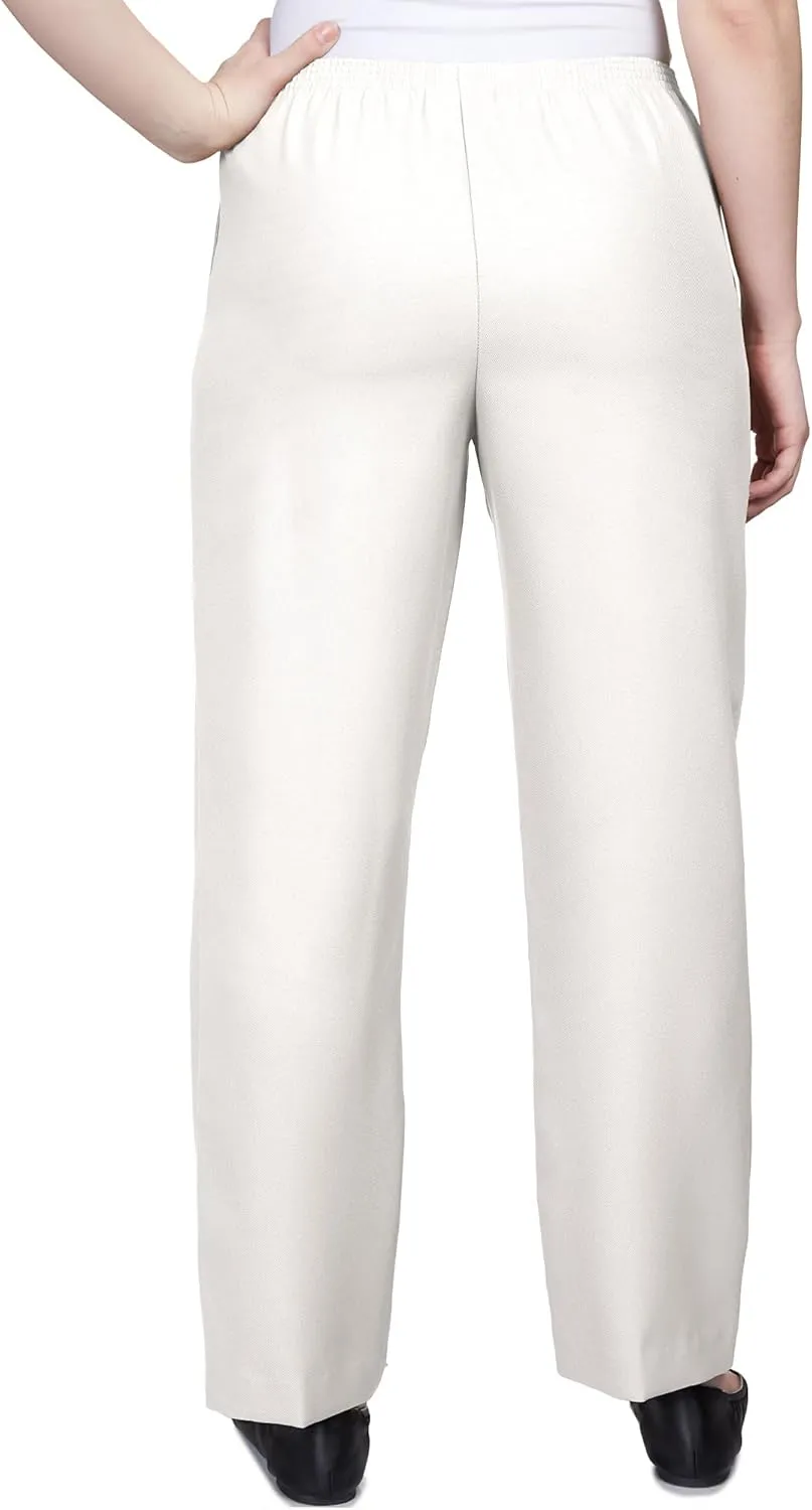 Alfred Dunner Classics Elastic Waist Pants White