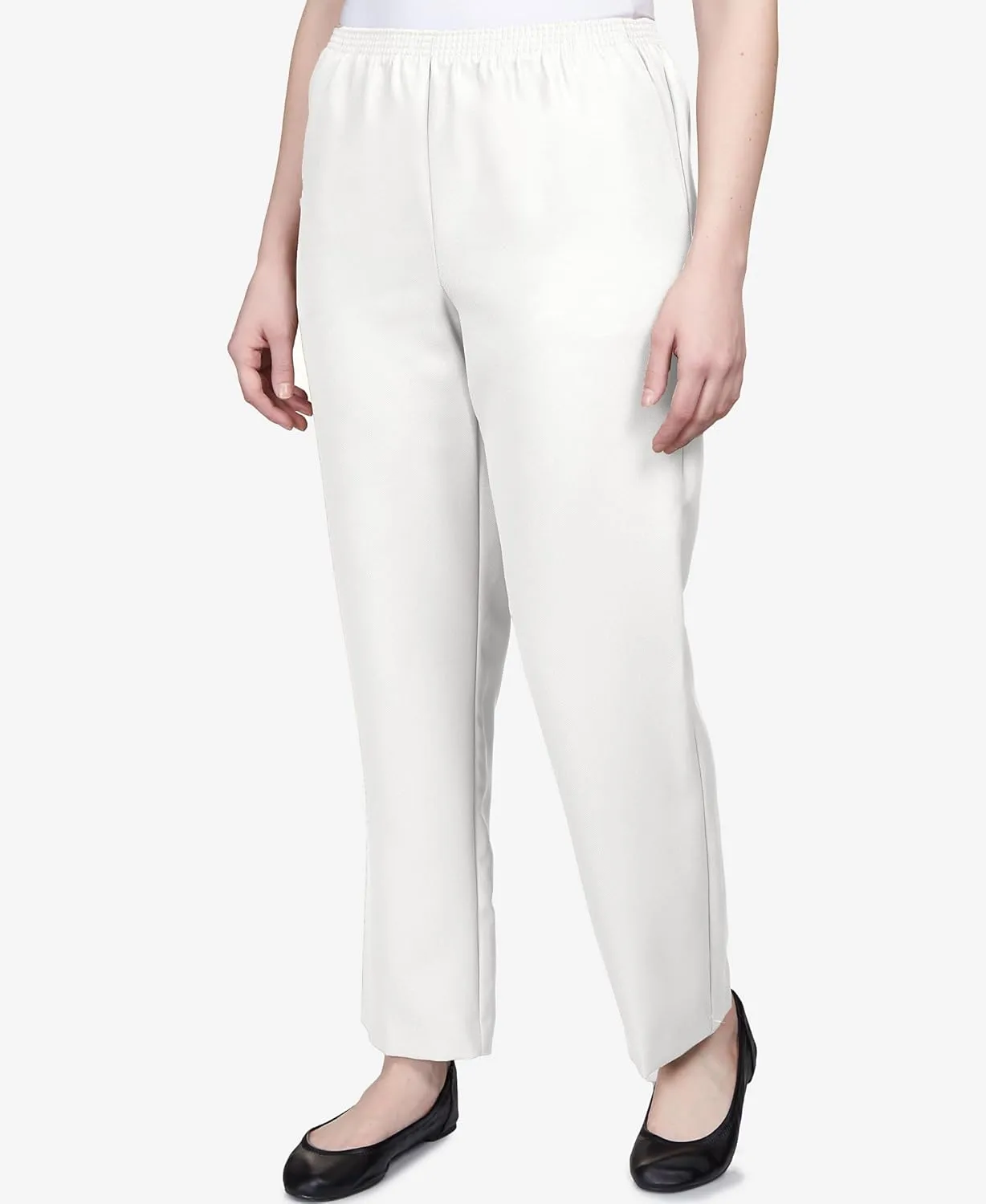 Alfred Dunner Classics Elastic Waist Pants White