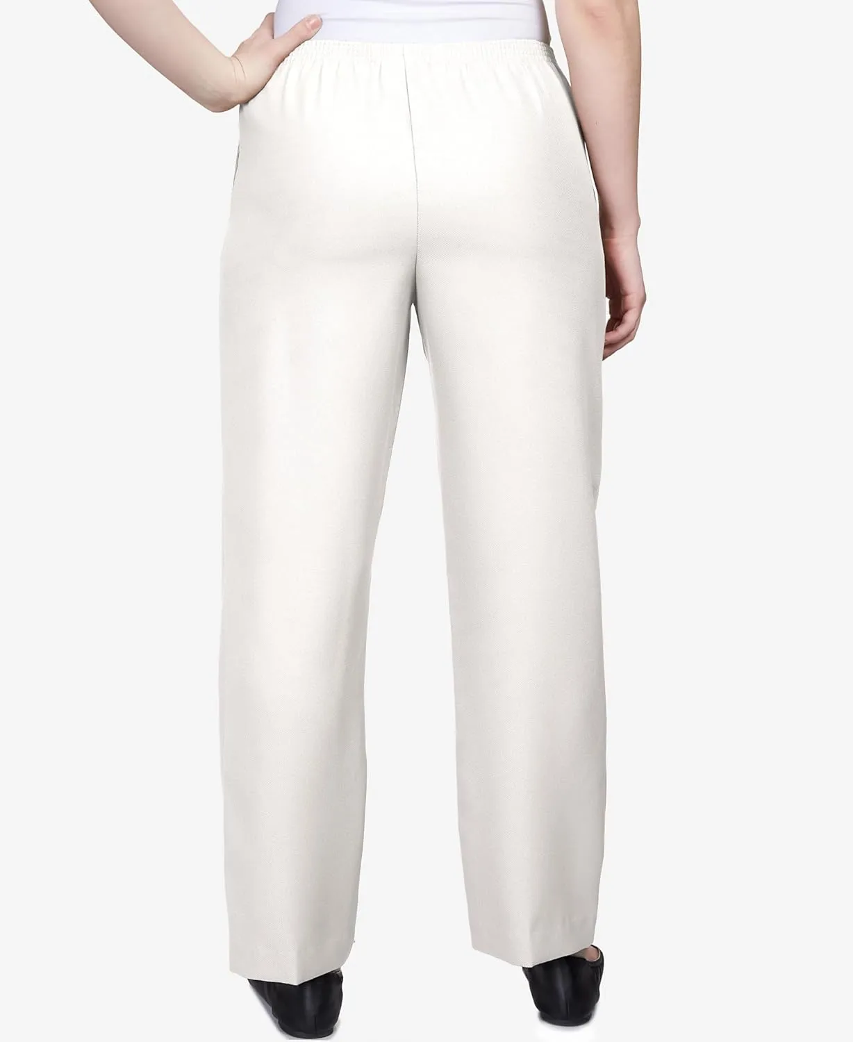 Alfred Dunner Classics Elastic Waist Pants White