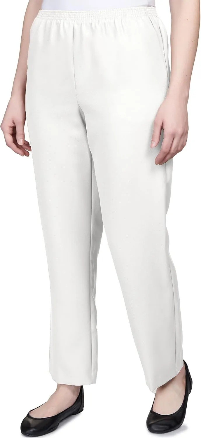 Alfred Dunner Classics Elastic Waist Pants White
