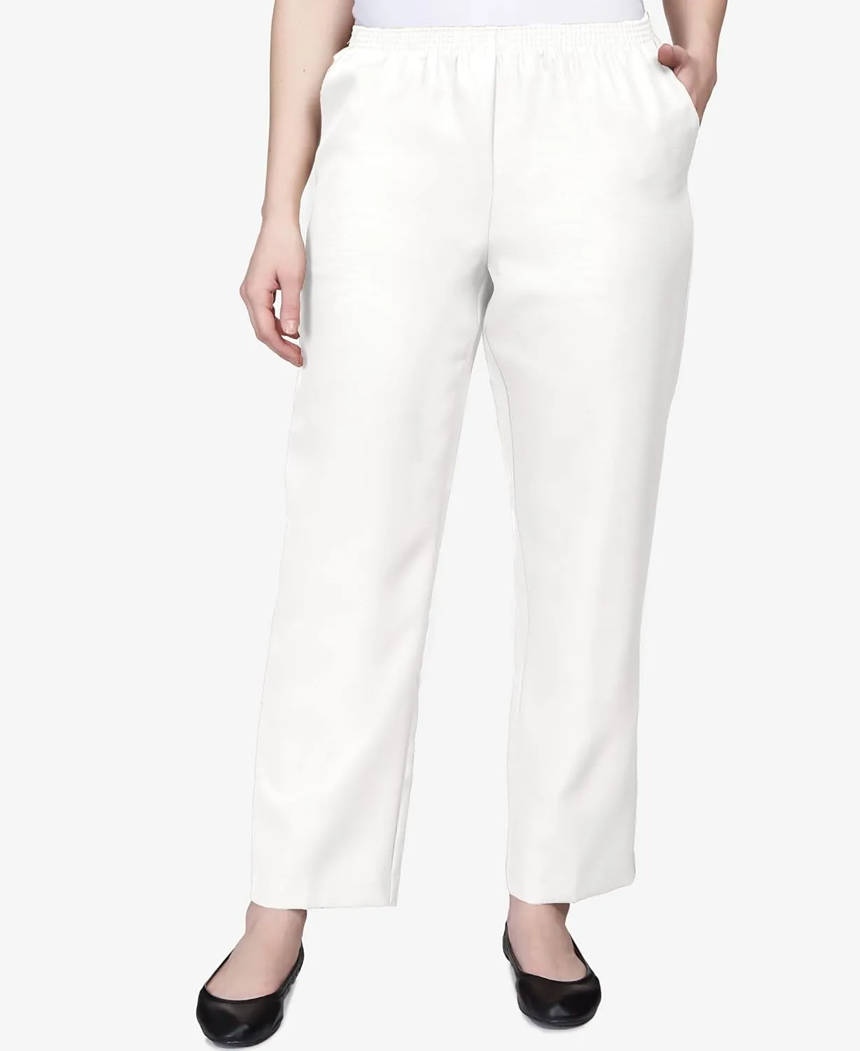 Alfred Dunner Classics Elastic Waist Pants White