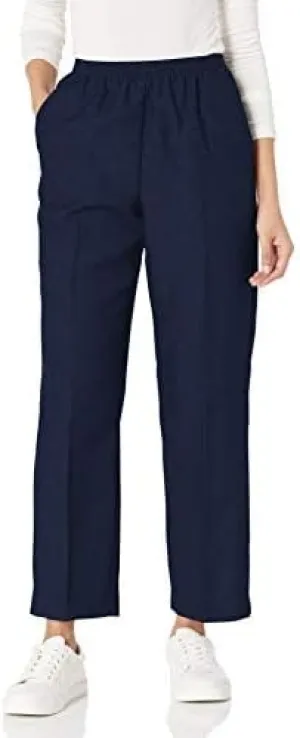 Alfred Dunner Classics Petite Elastic Waist Pants Navy 16P M