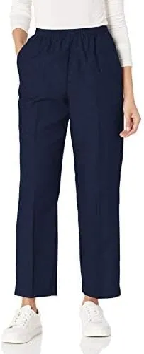 Alfred Dunner Classics Petite Elastic Waist Pants Navy 16P M