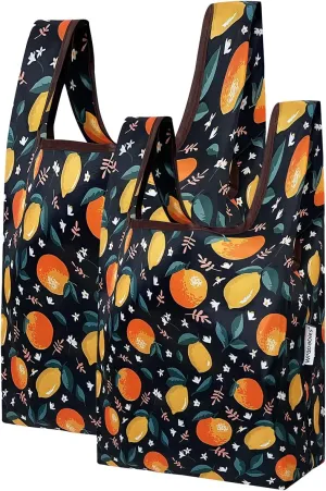allydrew JoliBag Nylon Reusable Grocery Bag, 2 Pack, Citrus