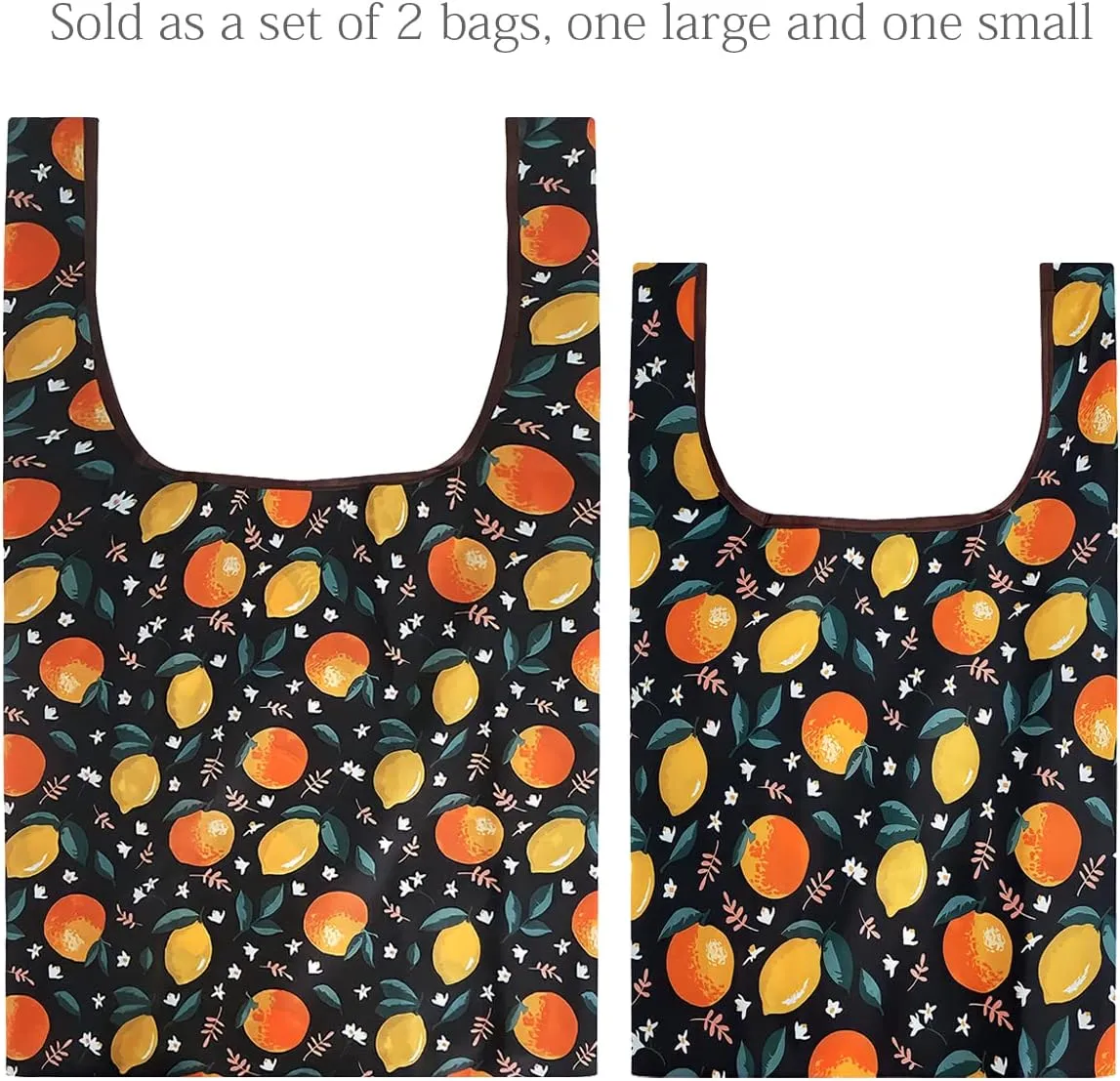 allydrew JoliBag Nylon Reusable Grocery Bag, 2 Pack, Citrus