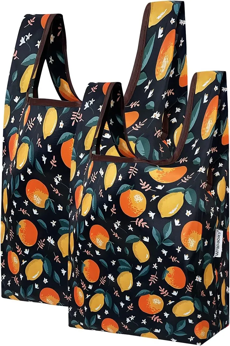 allydrew JoliBag Nylon Reusable Grocery Bag, 2 Pack, Citrus