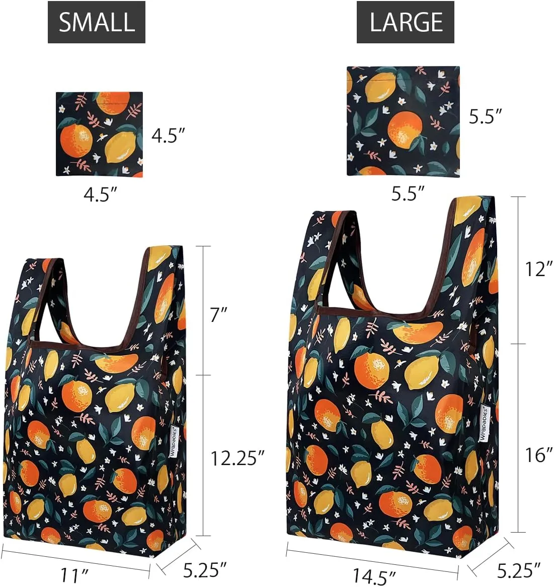 allydrew JoliBag Nylon Reusable Grocery Bag, 2 Pack, Citrus