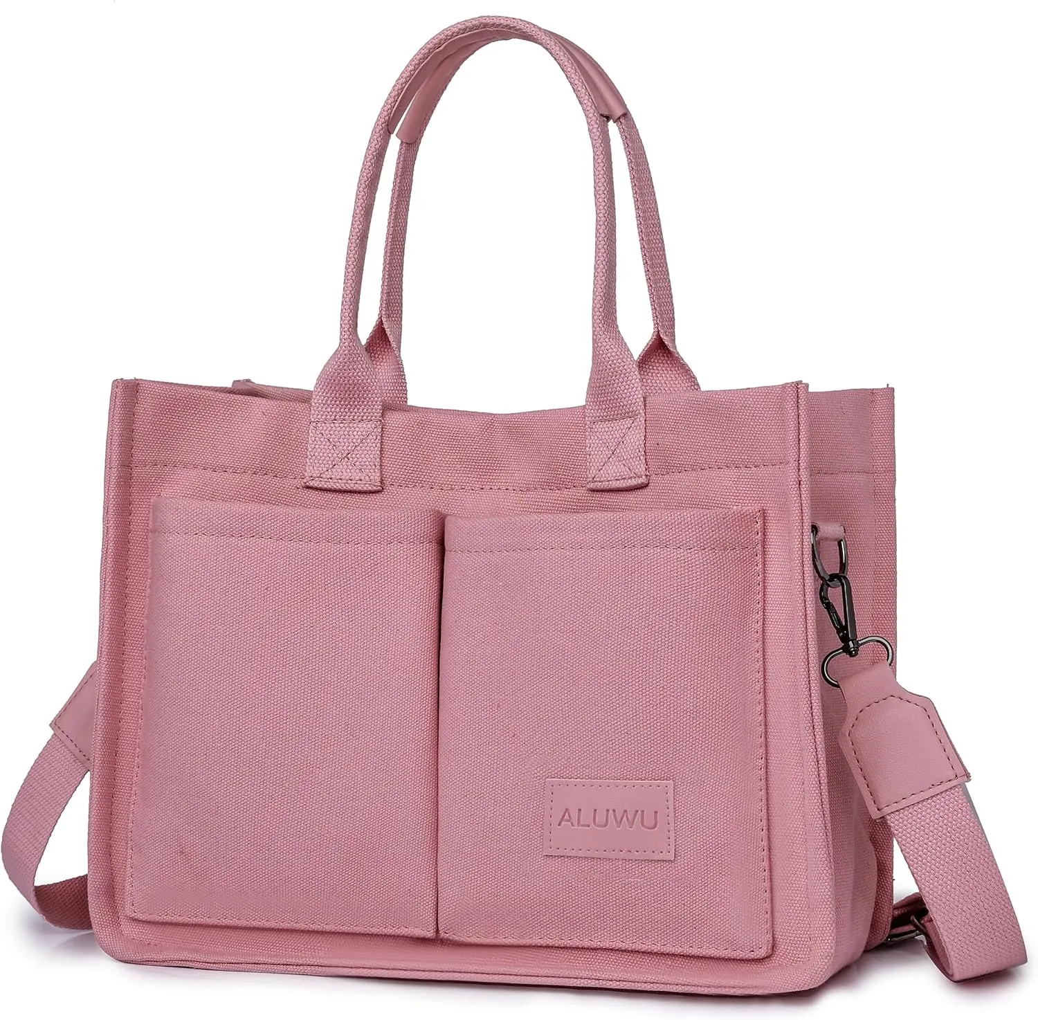 ALUWU Work Tote Bags for Women, Canvas Tote bag Womens Purse Handbags Crossbody Laptop Book Bag for Travel Nurse College Gift