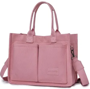 ALUWU Work Tote Bags for Women, Canvas Tote bag Womens Purse Handbags Crossbody Laptop Book Bag for Travel Nurse College Gift
